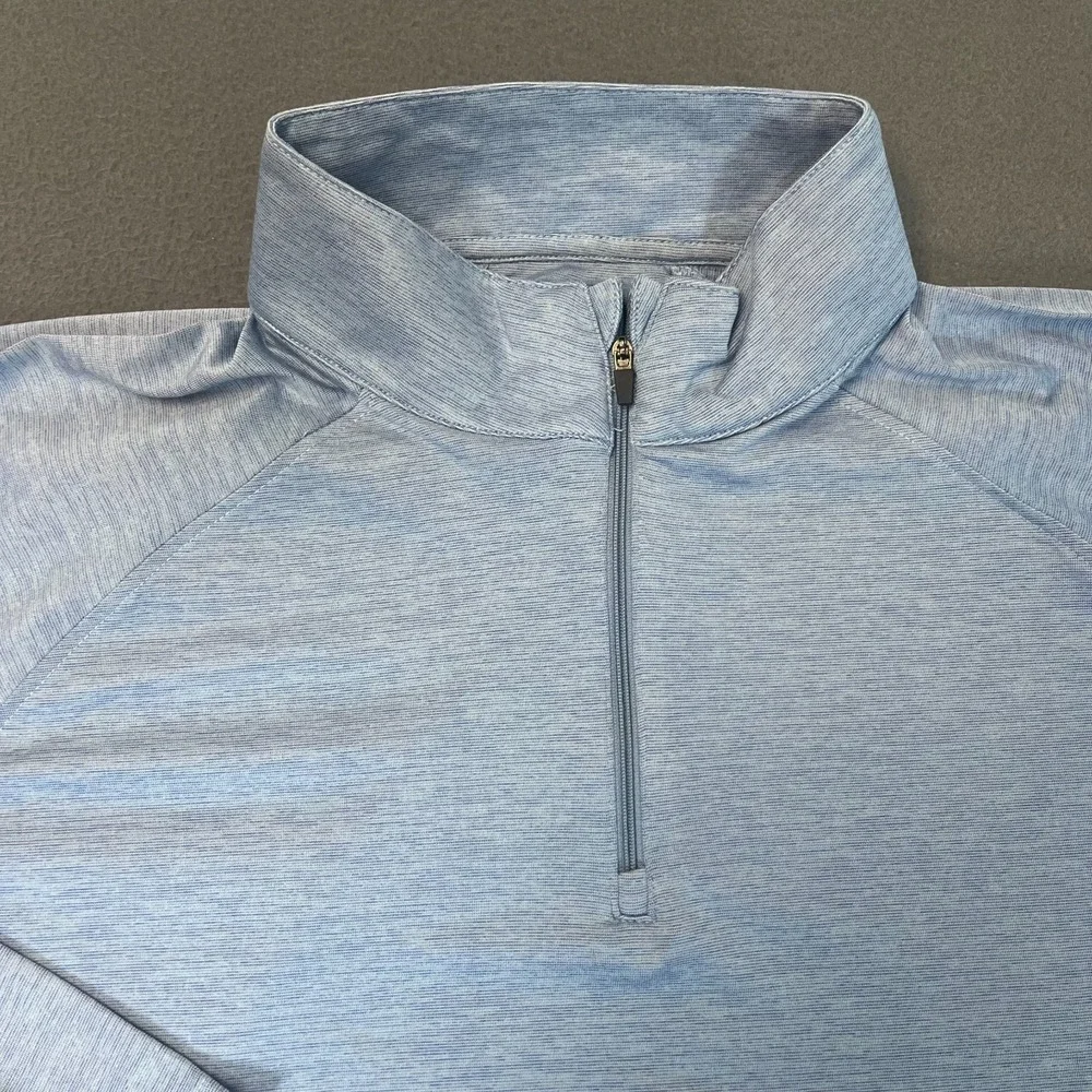 Unbranded Mens Size Large 1/4 Zip Pullover Blue Golf‎ Logo Stretch Mock Neck